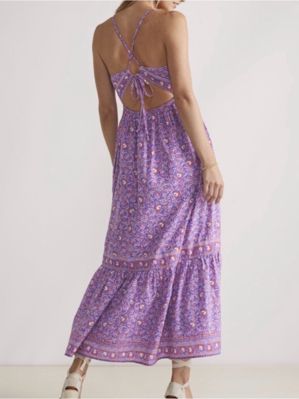Vineyard Vines Katama Tile Maxi with Open Back and Spaghetti Straps Large EUC